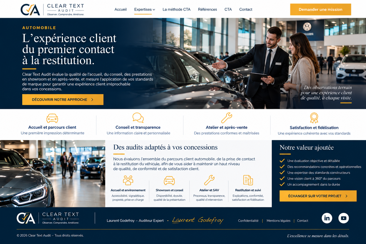 Audit mystère automobile : concession et après-vente — présentation Clear Text Audit