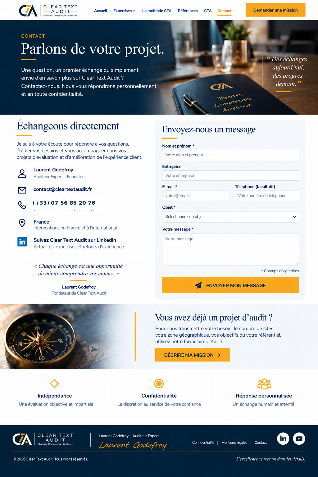 Contactez Clear Text Audit pour votre projet d’audit — présentation Clear Text Audit