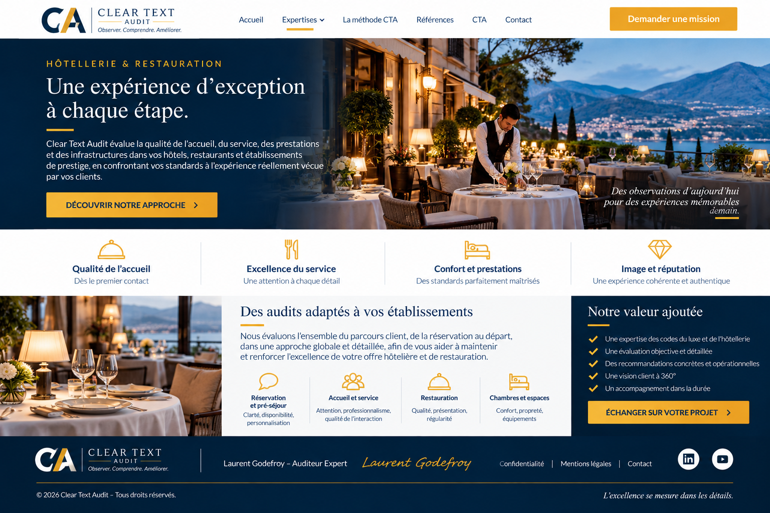 Audit mystère en hôtellerie et restauration — présentation Clear Text Audit