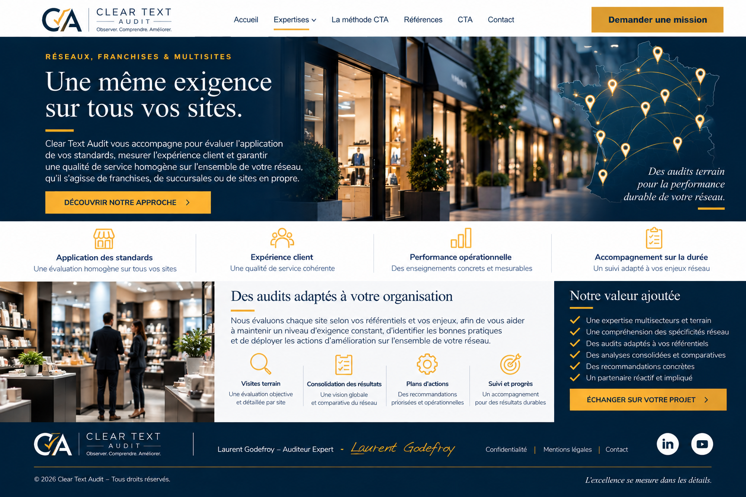 Audits de réseaux, franchises et multisites — présentation Clear Text Audit
