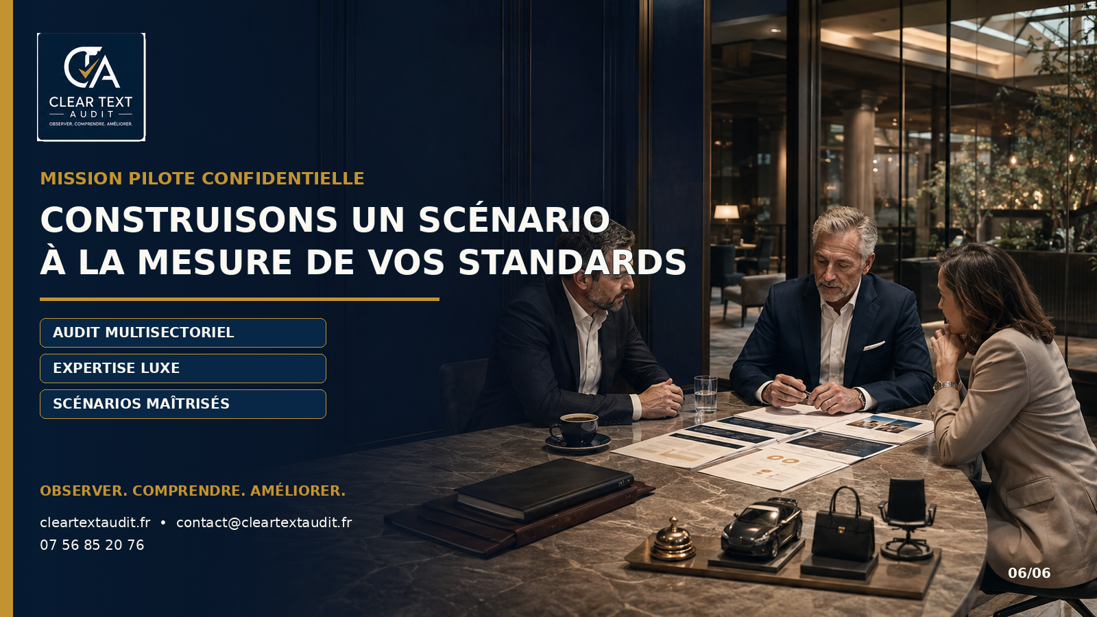 Un scénario à la mesure de vos standards — Clear Text Audit